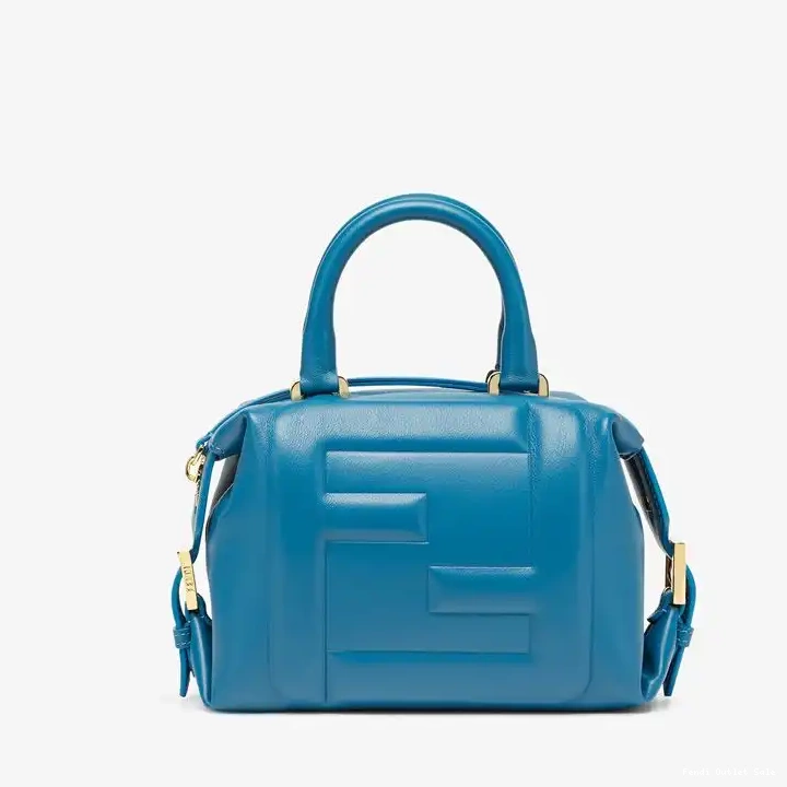 Cheap Cube Bag In Fendi Leather FF Mini Nappa Blue 0531